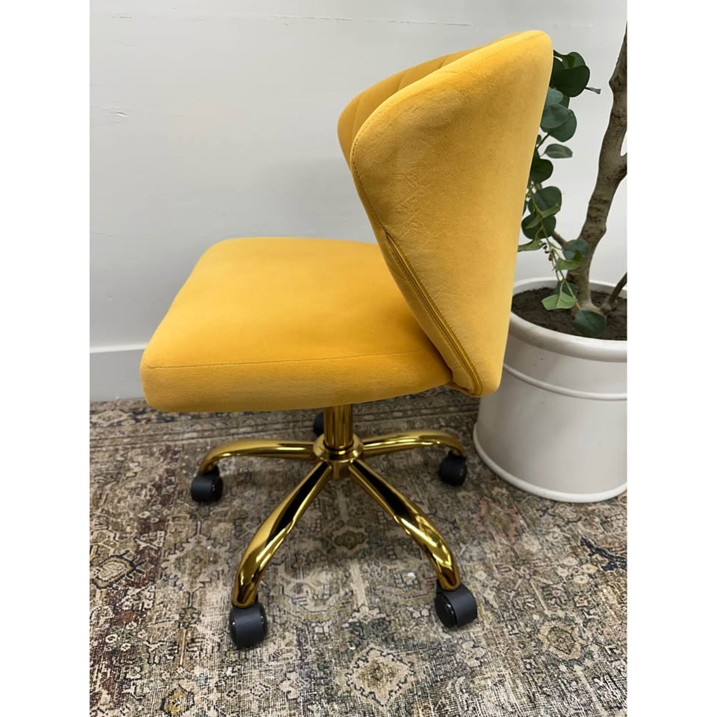 Ilia Task Office Chair Rolling Mustard Yellow Gold New Karat Home