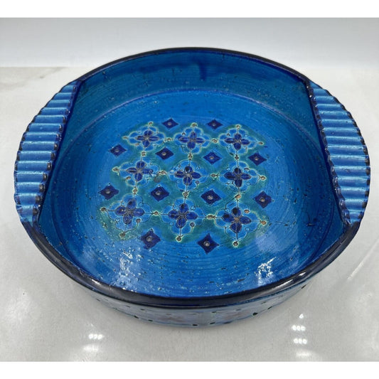 Aldo Londi Bitossi Rimini Blue Ashtray Tray Raymor Netter Round 11" Mid Century