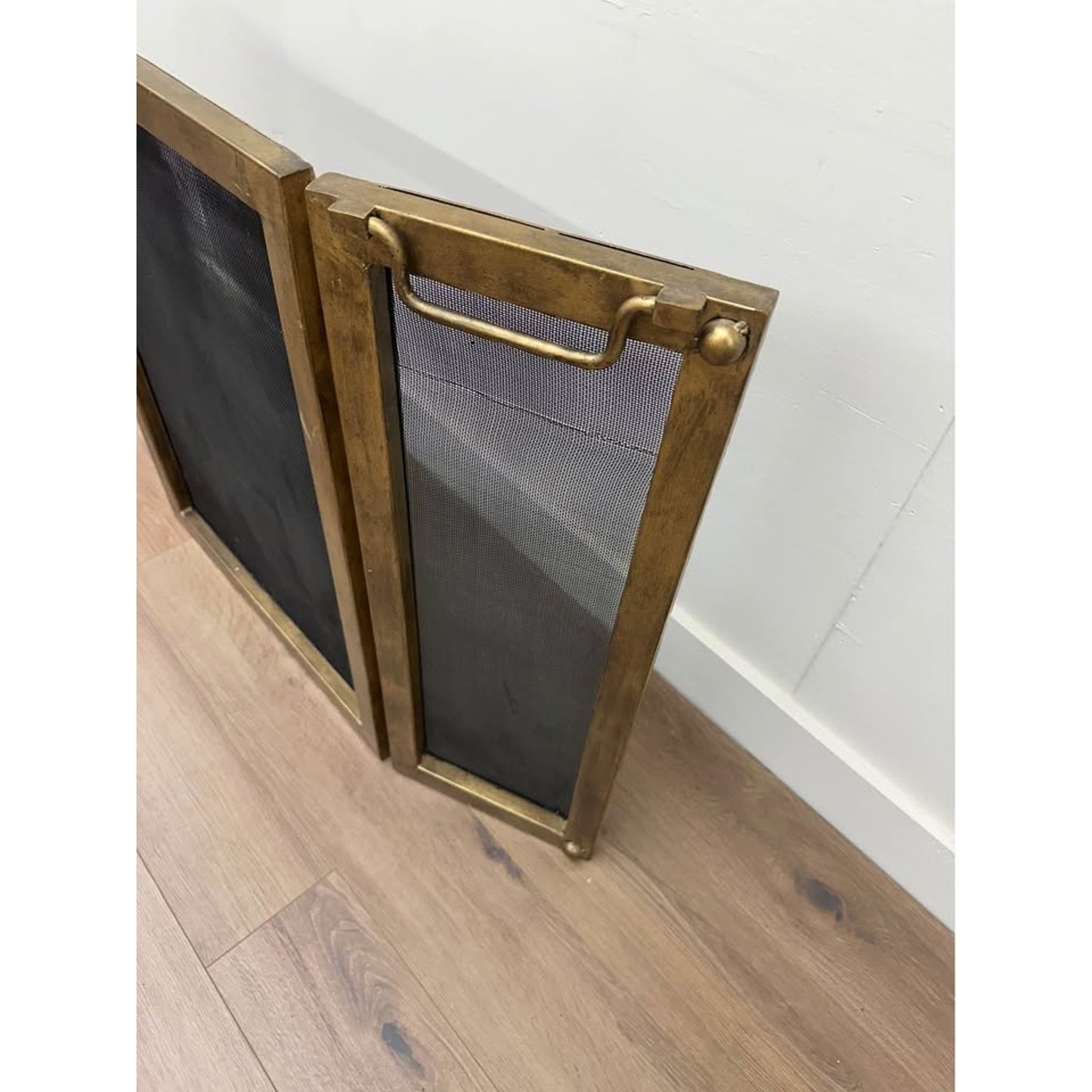 Pottery Barn Industrial Fireplace 48" 3-Panel -Brass Gold