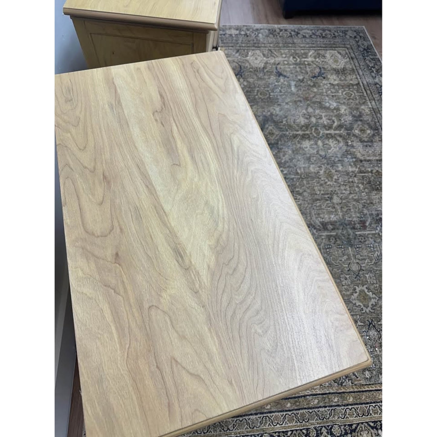 Dominic 3 Drawer Nightstands Natural Stain Built-In Outlets Wood Set of 2