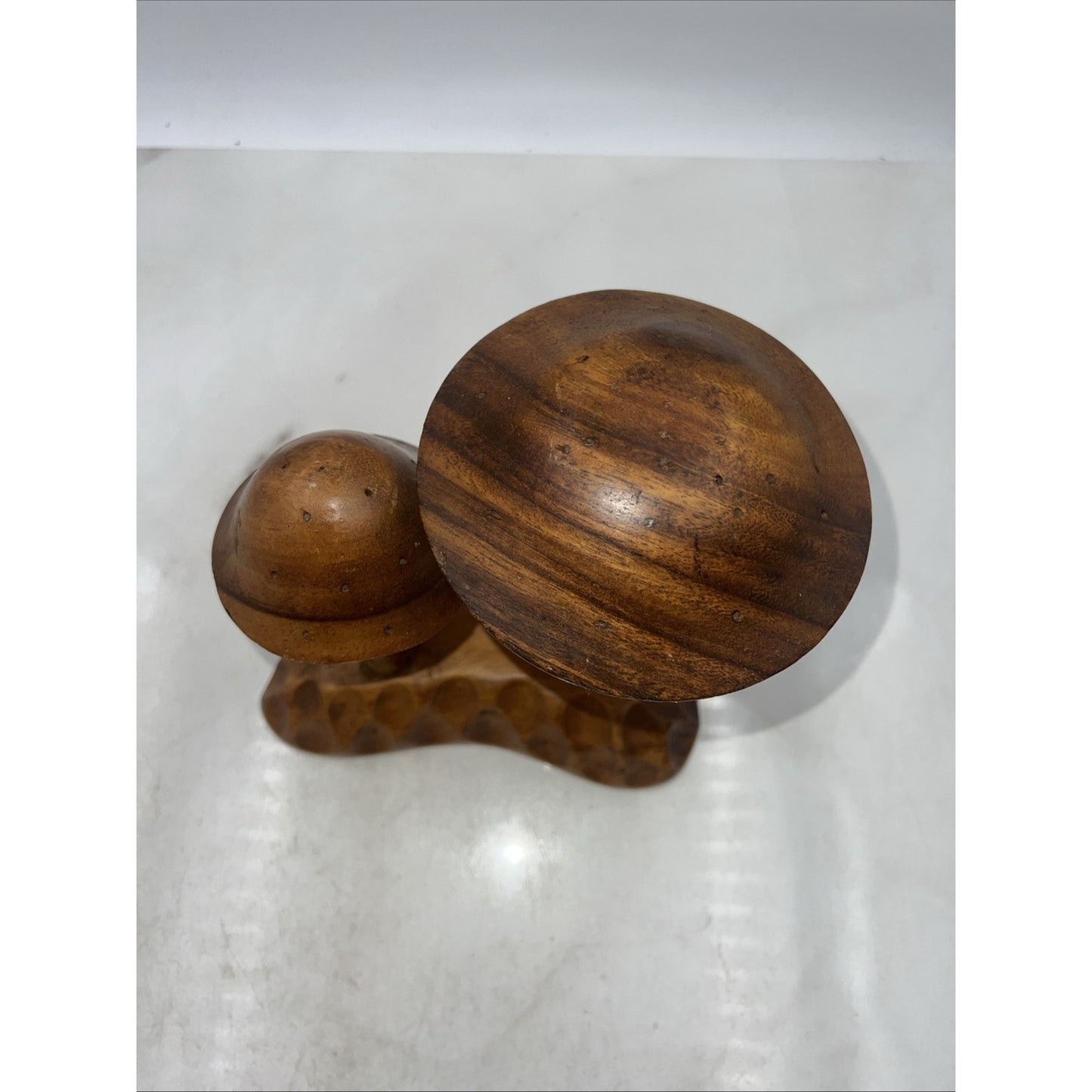 Vtg Teak Wood Mushrooms Toothpick Holder Handcrafted Philippines