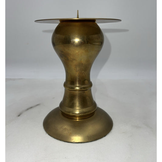 Vintage Brass Candle Holder Metal Ball Stem 6.5" Tall India Pillar