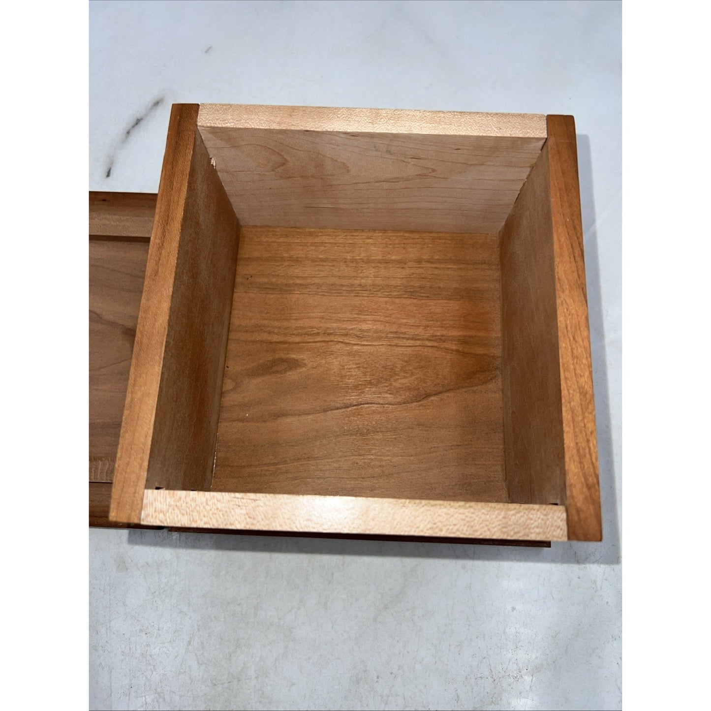 VTG Wood Box With Lid Dovetail Handmade Light Dark Salt Box