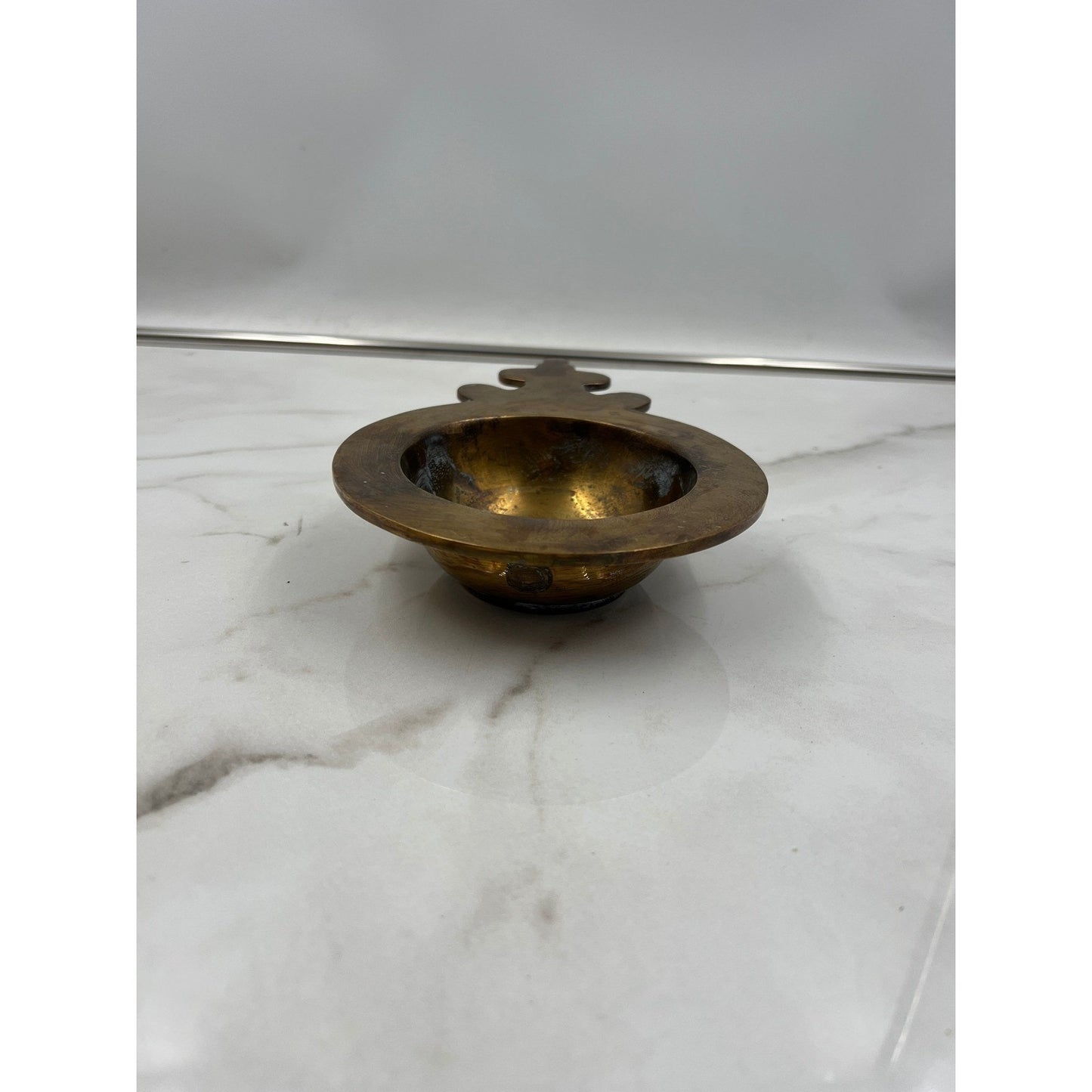 Vintage Almazan Spain Brass Bowl Ornate Handle Small Catchall Dish Ashtray