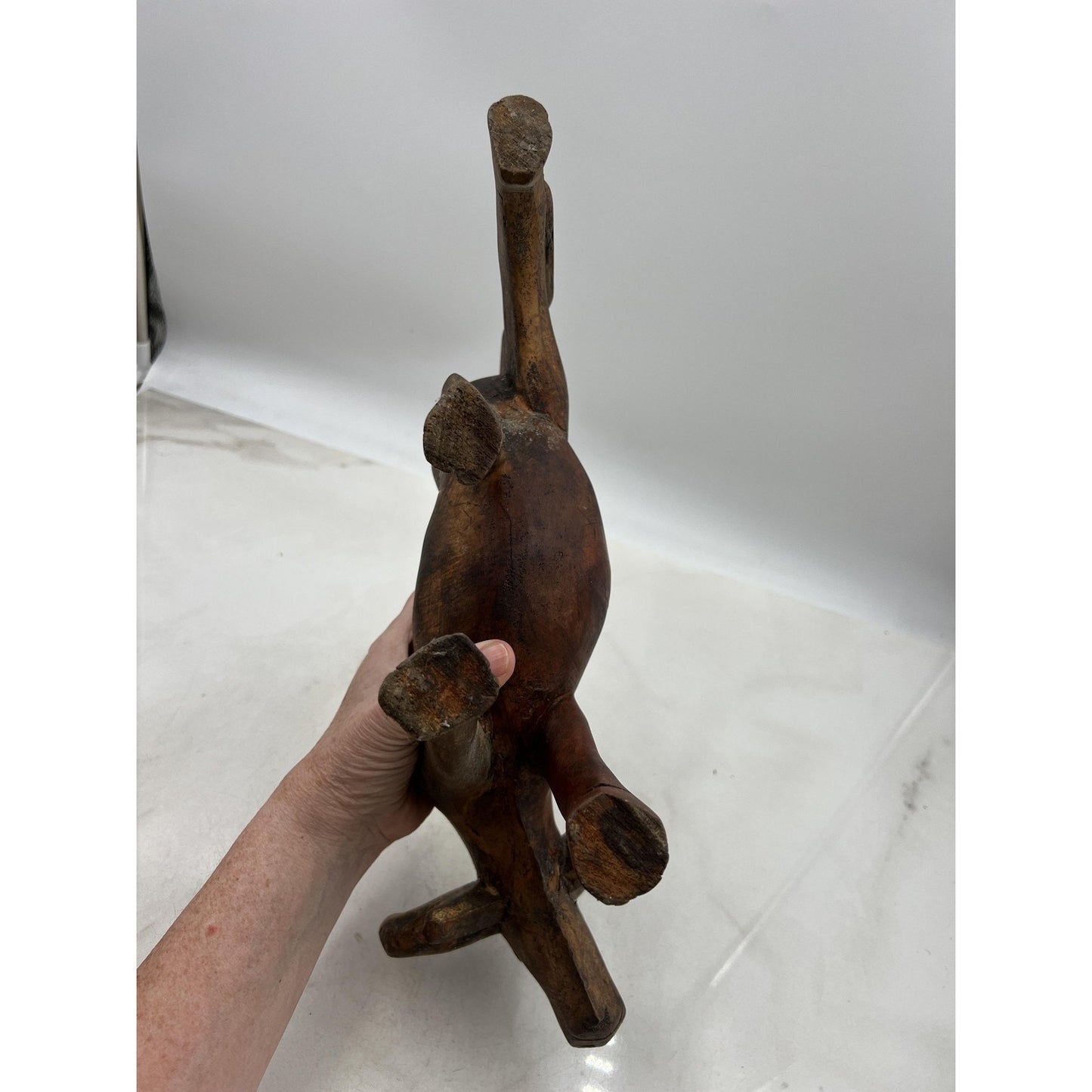 Vintage Hand Carved Wood Water Buffalo Sculpture African Folk Art Figurine 13" D