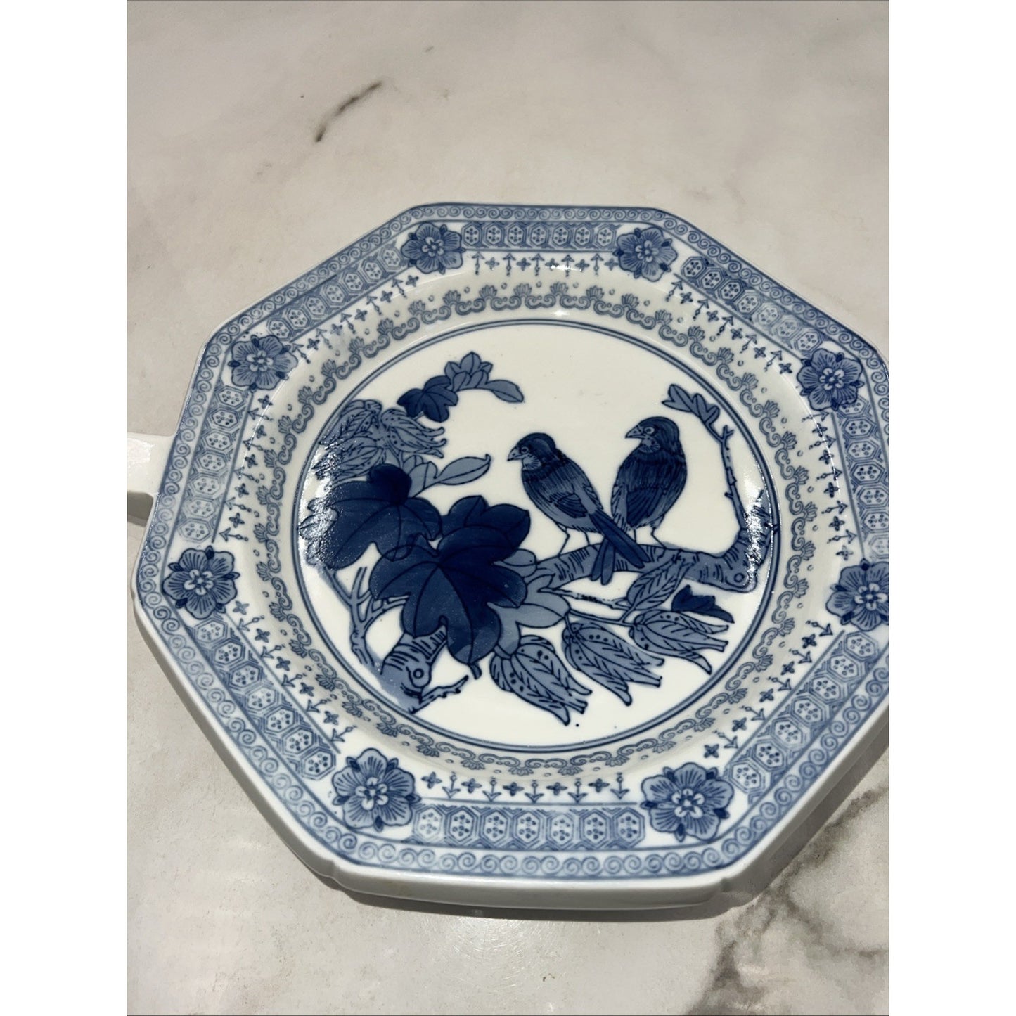 Vintage Chinese Blue & White Porcelain Warming Dish Plate Warmer Chinoissere