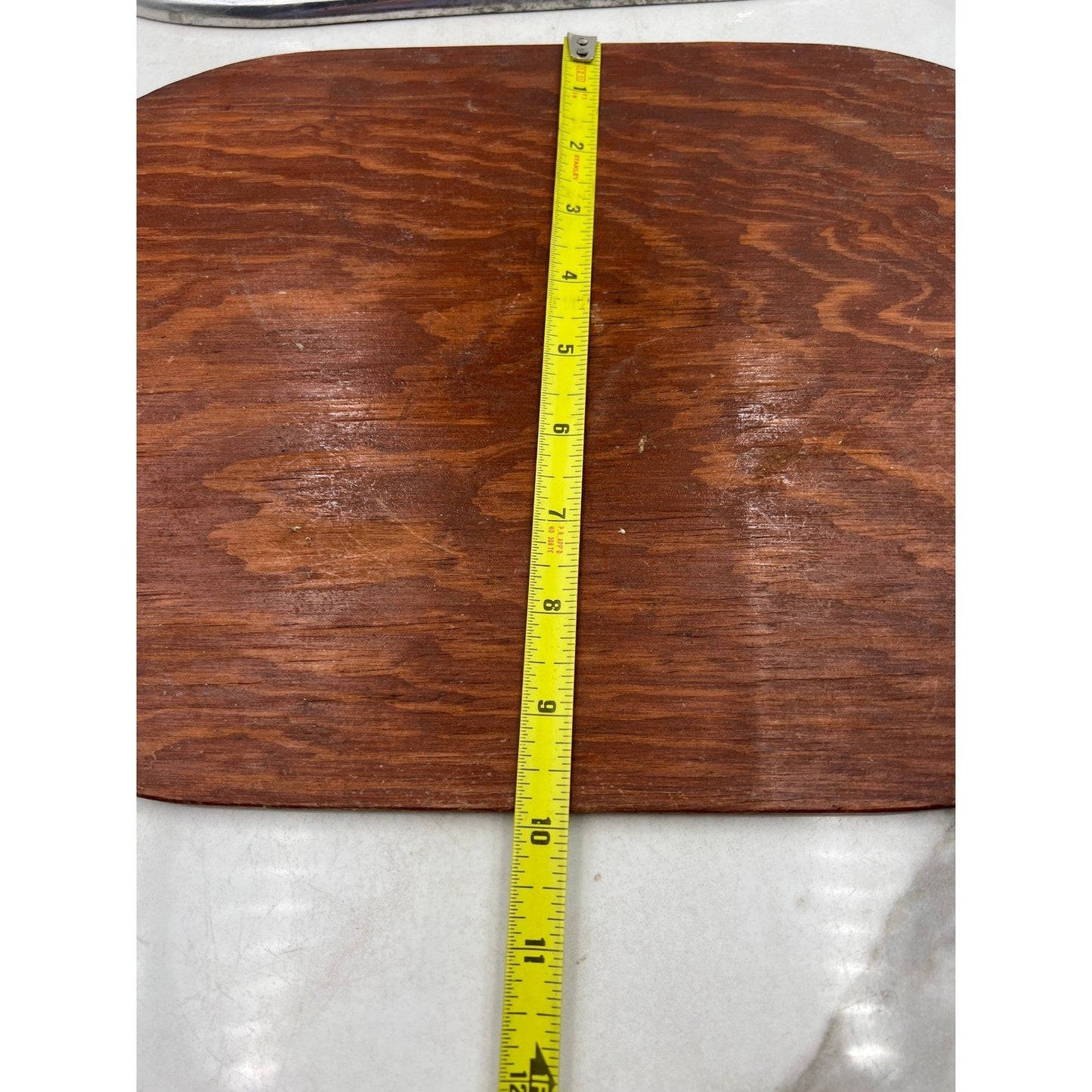 Vintage Wood Serving Tray Aluminum Handles Oval Platter Entertain