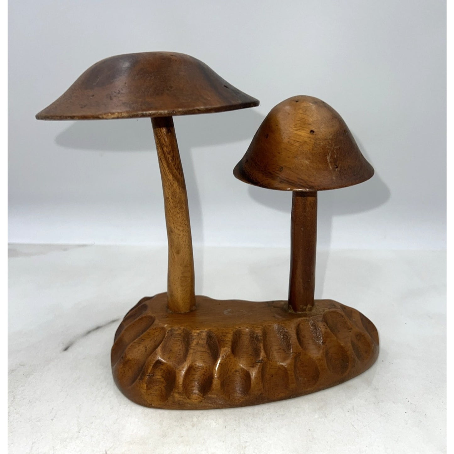 Vtg Teak Wood Mushrooms Toothpick Holder Handcrafted Philippines