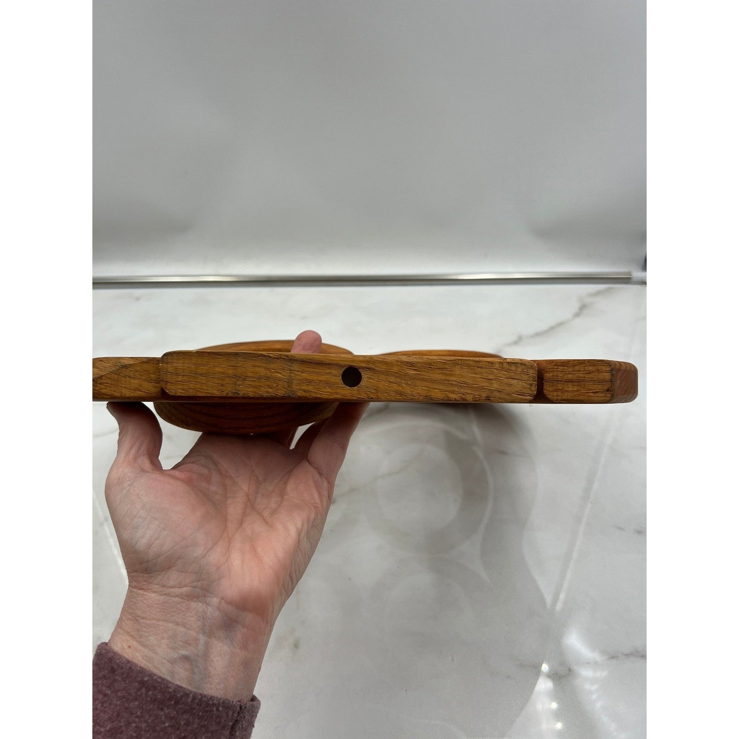 VTG Folding Wooden Trivet Expandable Four Ring Collapsible Wine Bottle Holder