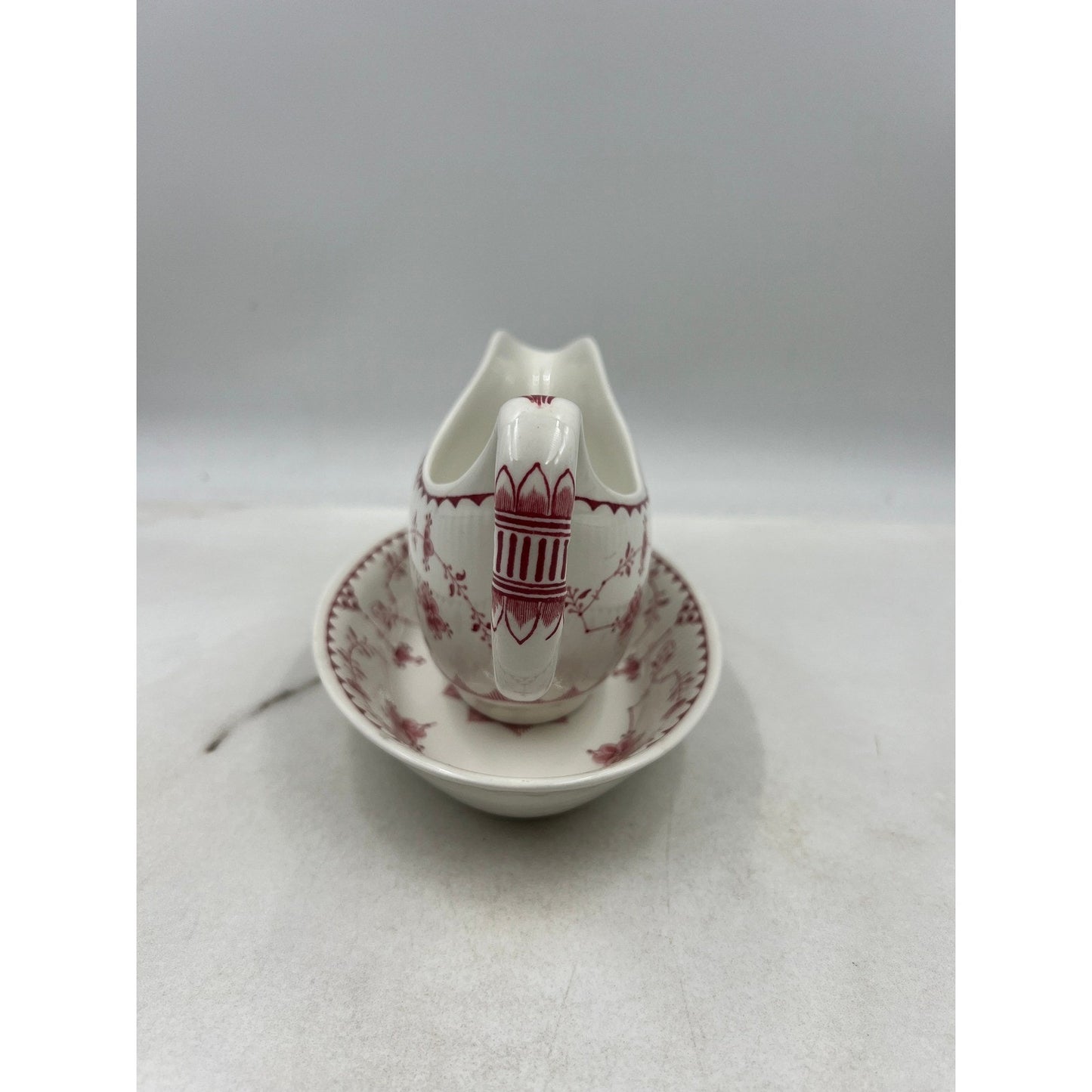 ERICA By Franciscan Pink White Vintage Gravy Boat W/Underplate Made In England