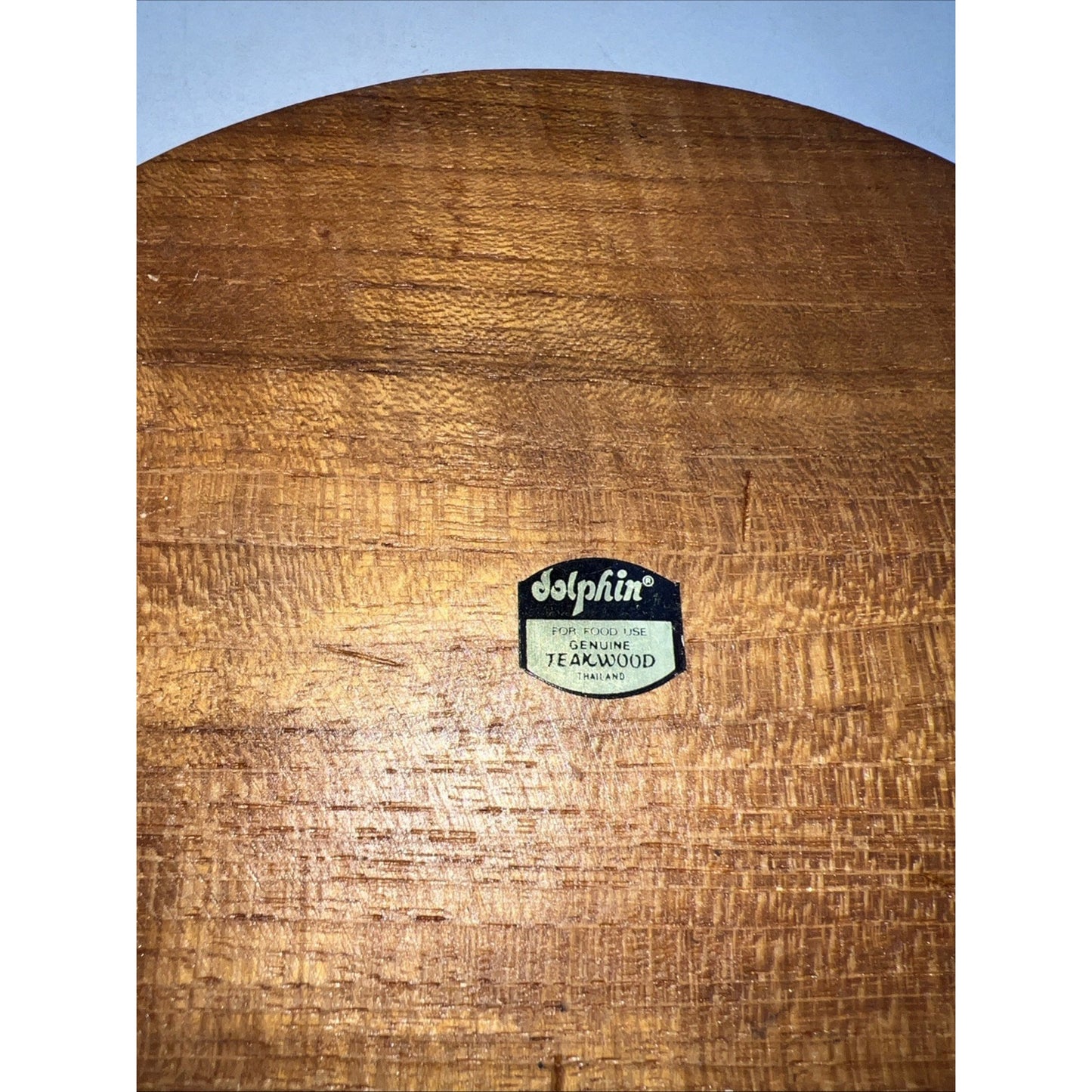 VTG Dolphin Teakwood Cheese Tray Dome Cloche Covered Glass Serving Dish