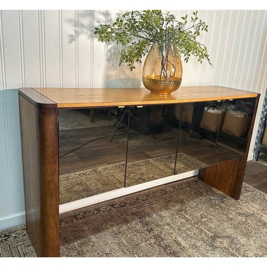 VTG Founders Console Credenza FOUNDERS Buffet Mid Century Modern Two Tone Mirrored Post Modern