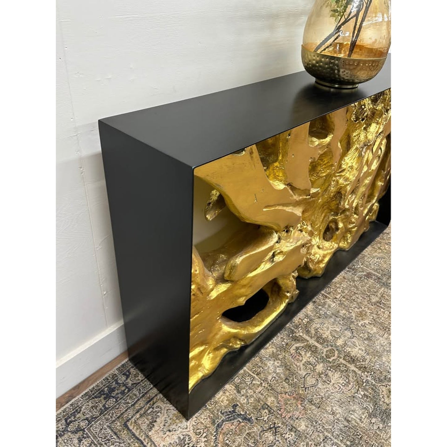 Cast Root Console Table, Iron Frame, Resin Gold Leaf Phillips Collection