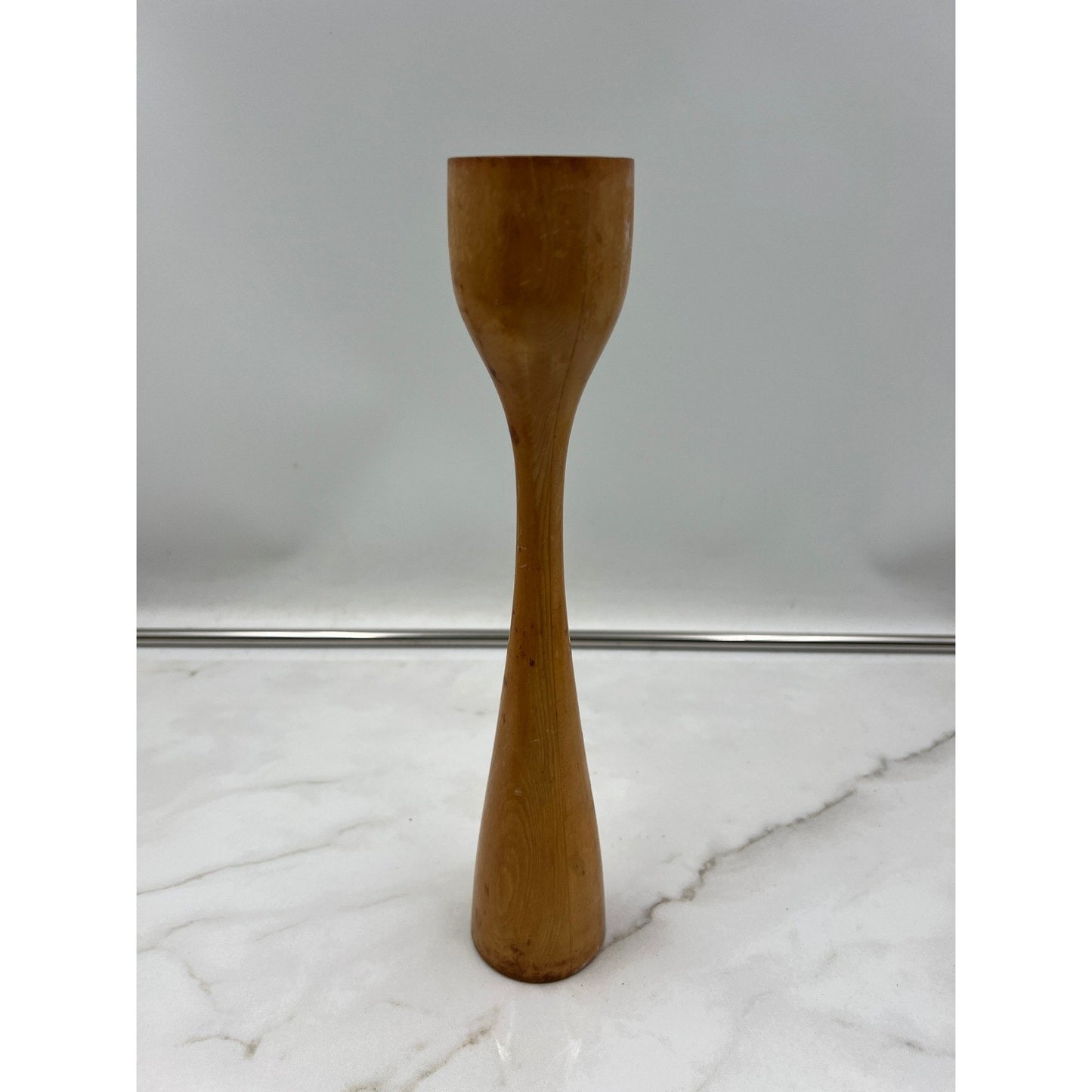 Vintage Mid Century Modern Wood Candlestick Holder Danish Style Tapered 12 Inch