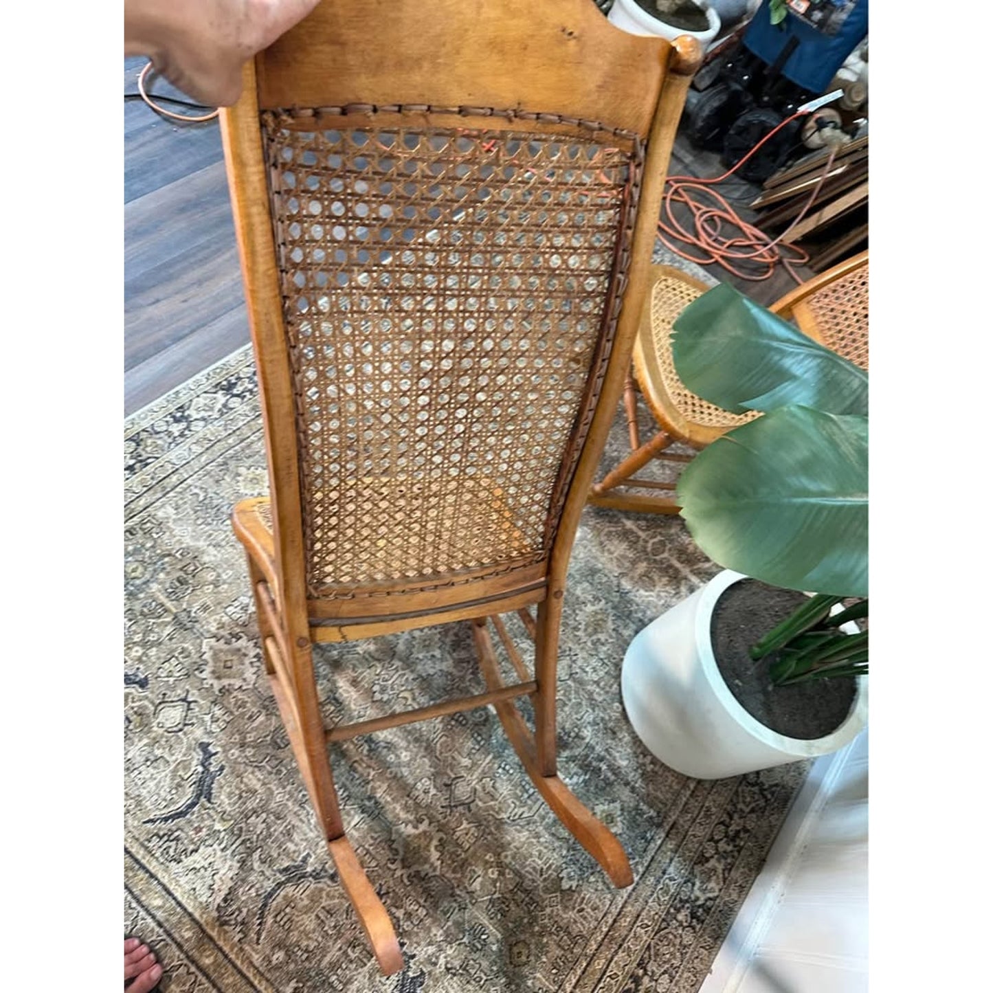 VTG Victorian Style Walnut With Cane Seat and Back Rocker Chairs Set of 2