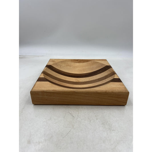 Alaska Cutlery Ulu Bowl Block Maple Walnut Chopping Board 8x8 Herb Prep Made USA