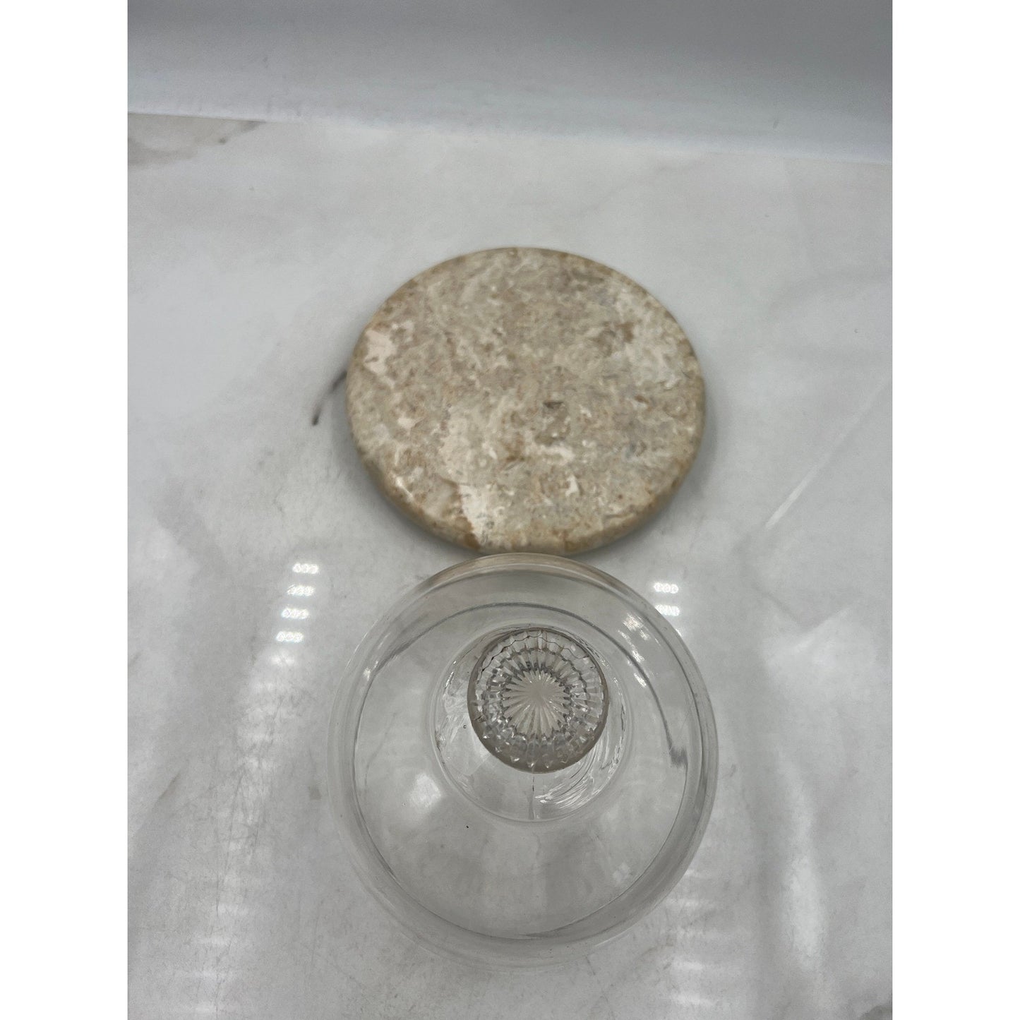 VTG Marble Base Glass Cloche Dome Cover Display Server Tray