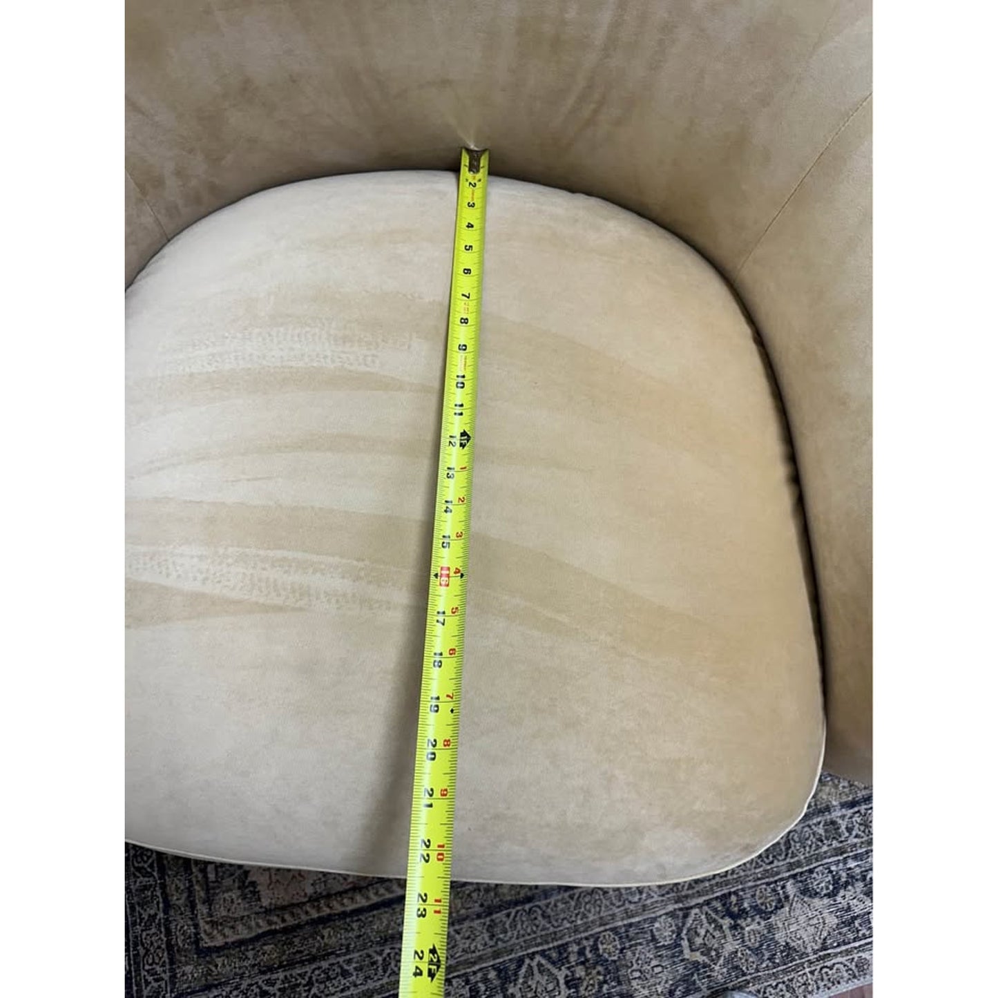 Emery Velvet Barrel Chair Lounger Yellow Gold Color Fabric Round