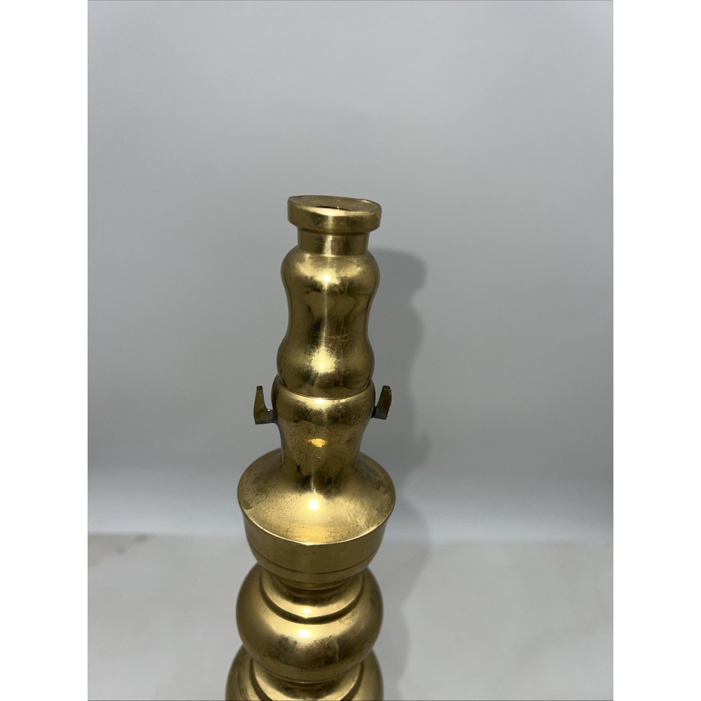 Vintage Brass Candlestick Holder Round Turned Traditional Japan 16"