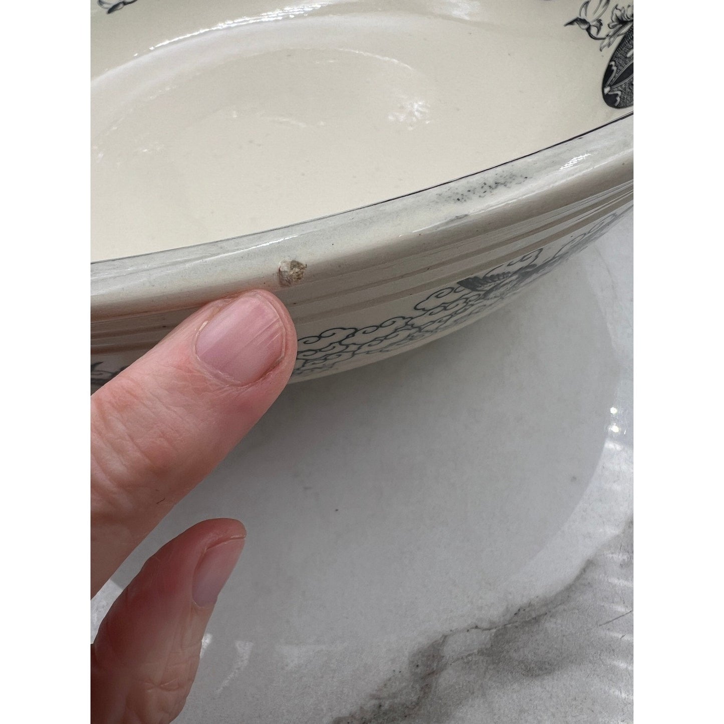 VTG Brownfield Sado Large Serving Bowl Floral Dragon Birds Ironstone