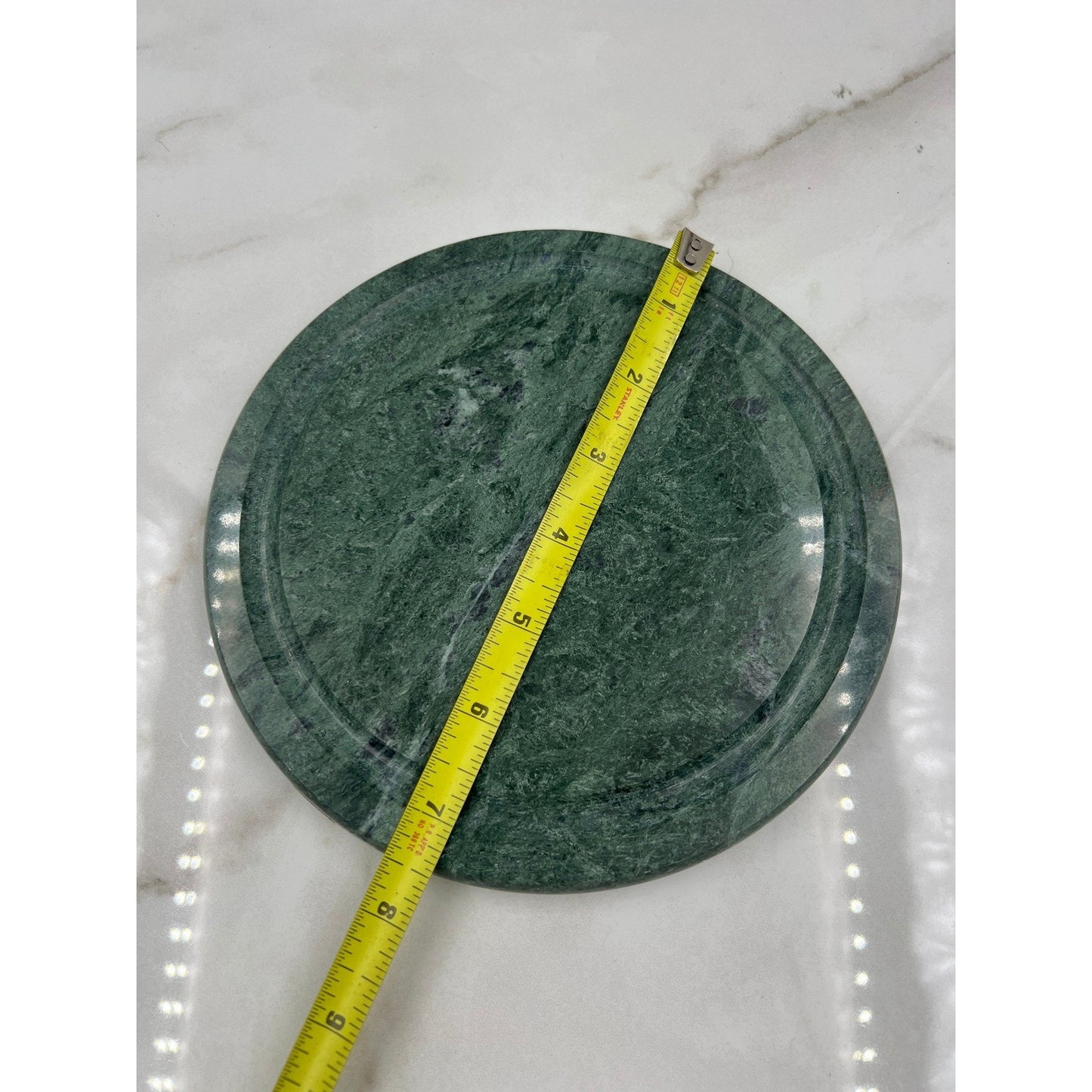 VTG Dutch Garden Green Marble Cheese Dome with Glass Cloche 7.5 Inch Base