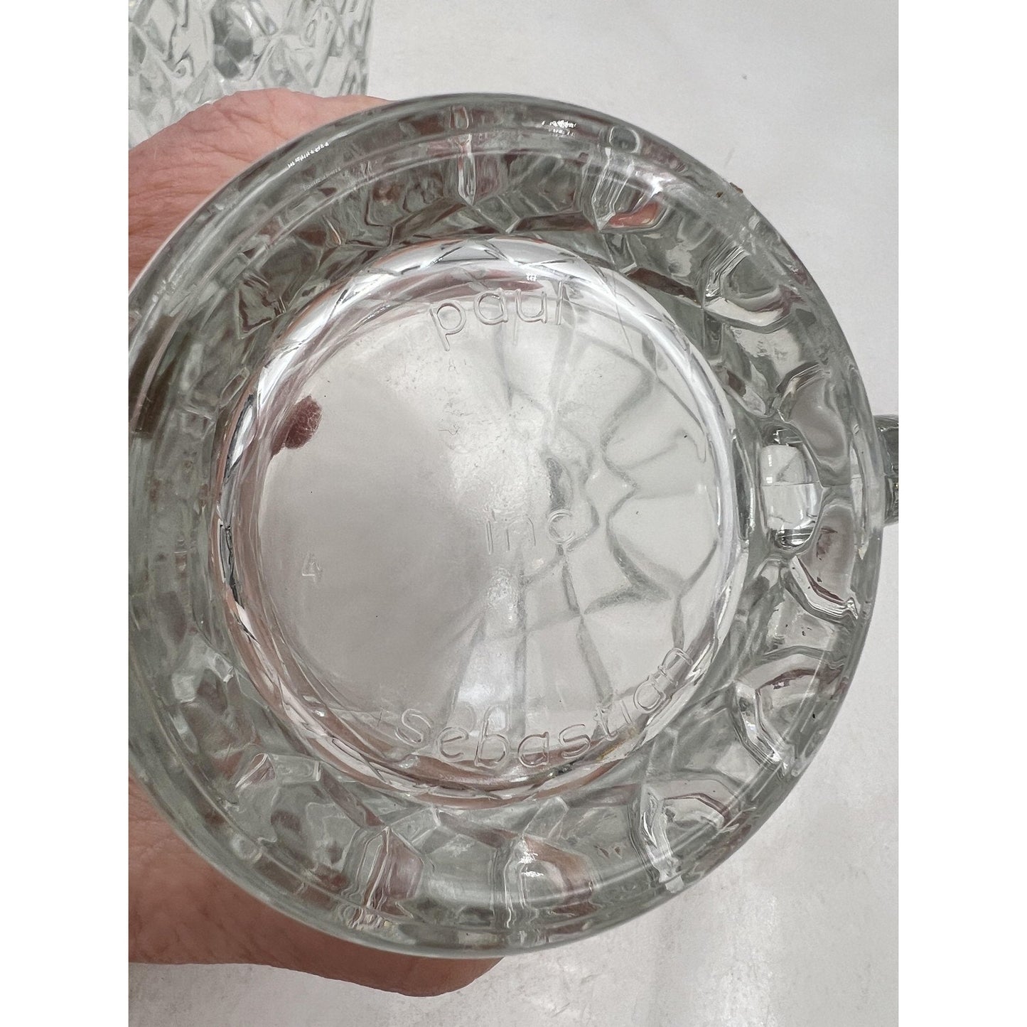 Arcoroc Sebastien Diamond Cut Glass Mugs Set of 2 Tempered Crystal Clear Coffee