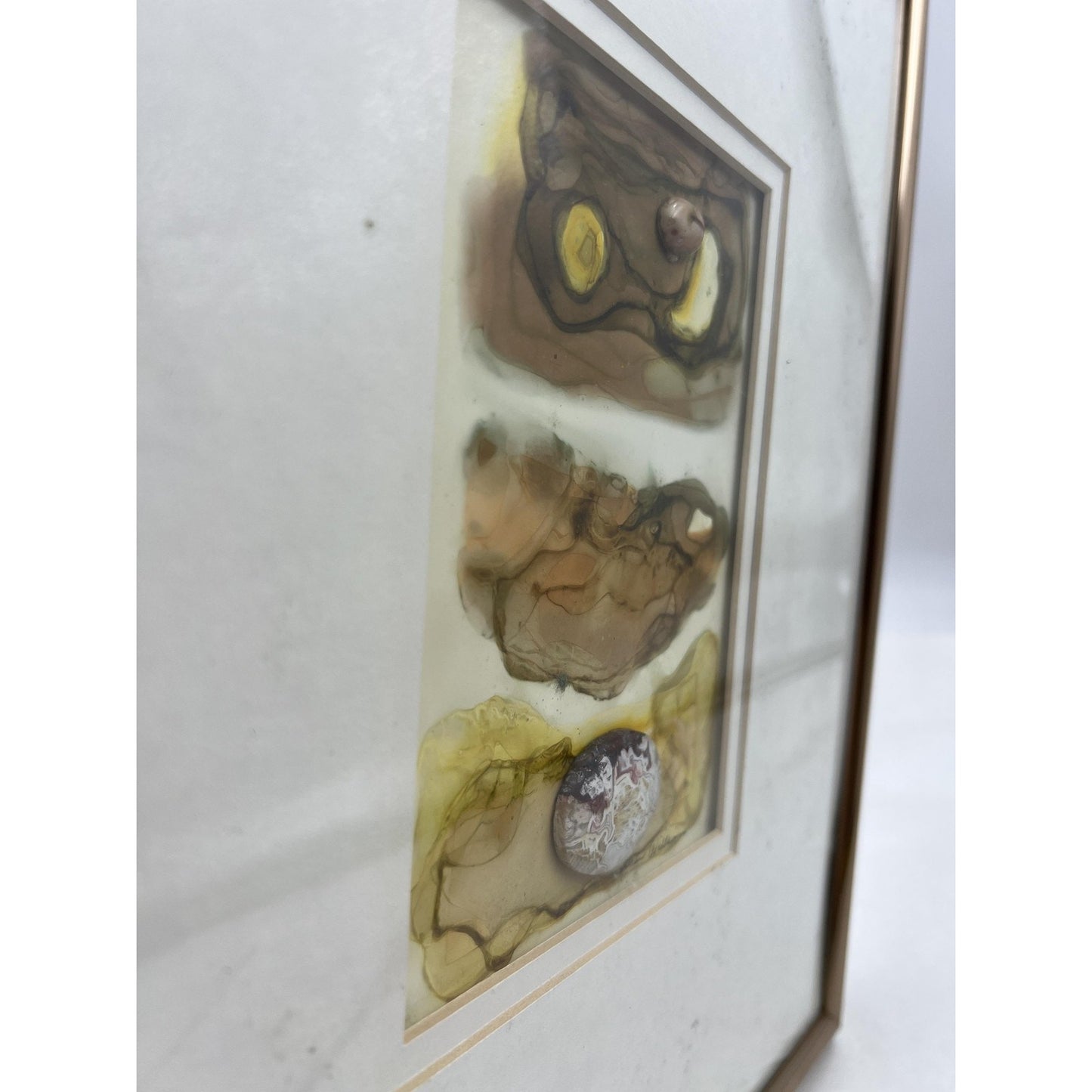 J. Williams Abstract Mixed Media Resin Art Signed Framed Matted Original Agate