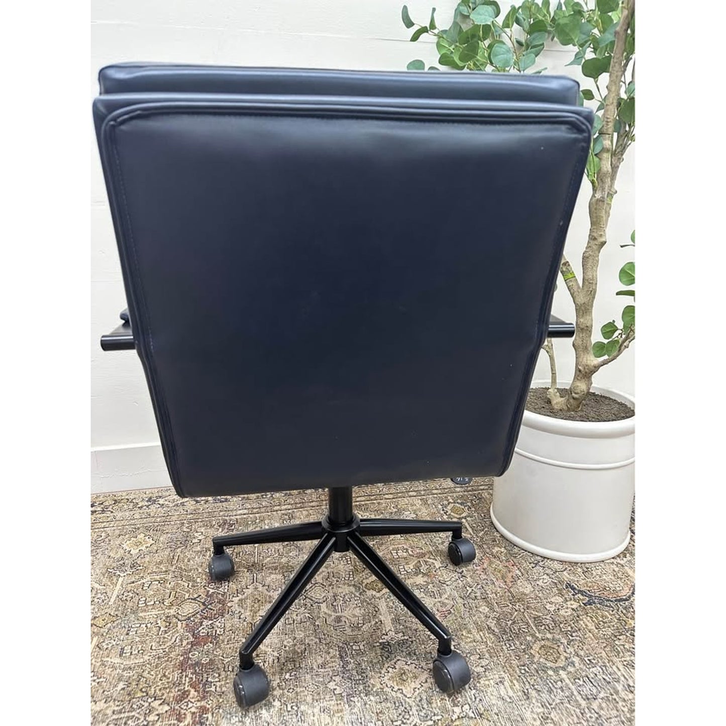 Joseph Task Chair-Navy Faux Leather Rolling Office Chair