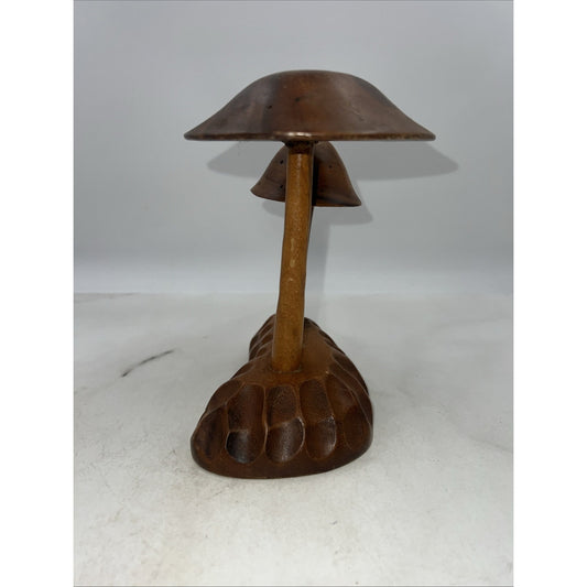 Vtg Teak Wood Mushrooms Toothpick Holder Handcrafted Philippines