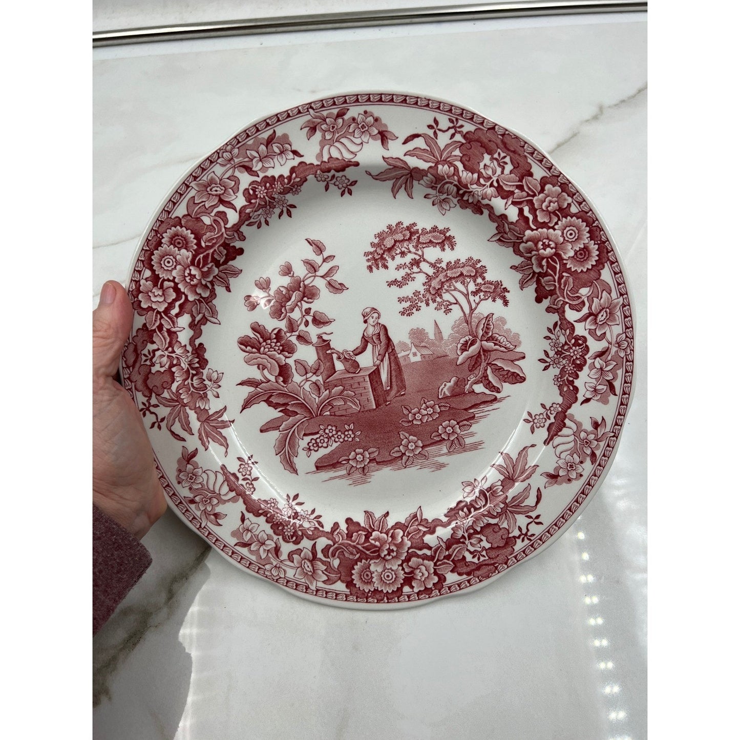 Spode Archive Collection Georgian Series Girl At Well Red Transferware Plate