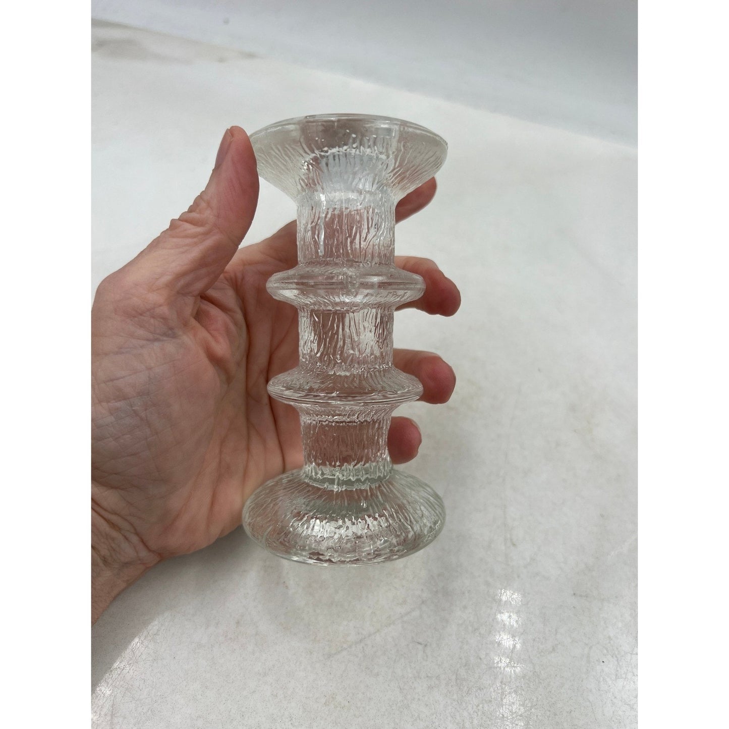 VTG Glass Candlesticks Pukeberg Staffan Gellerstadt Eisglass Candleholder