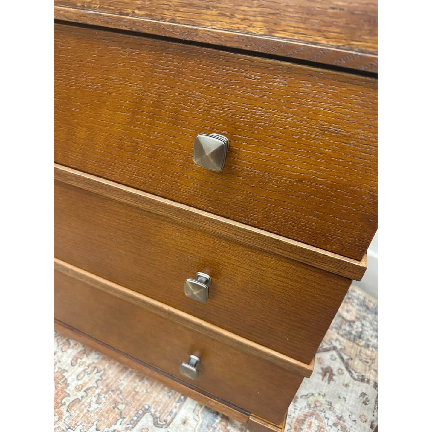 Justin 3-Drawer Wood Nightstand-WALNUT Set of 2 w Charging Station
