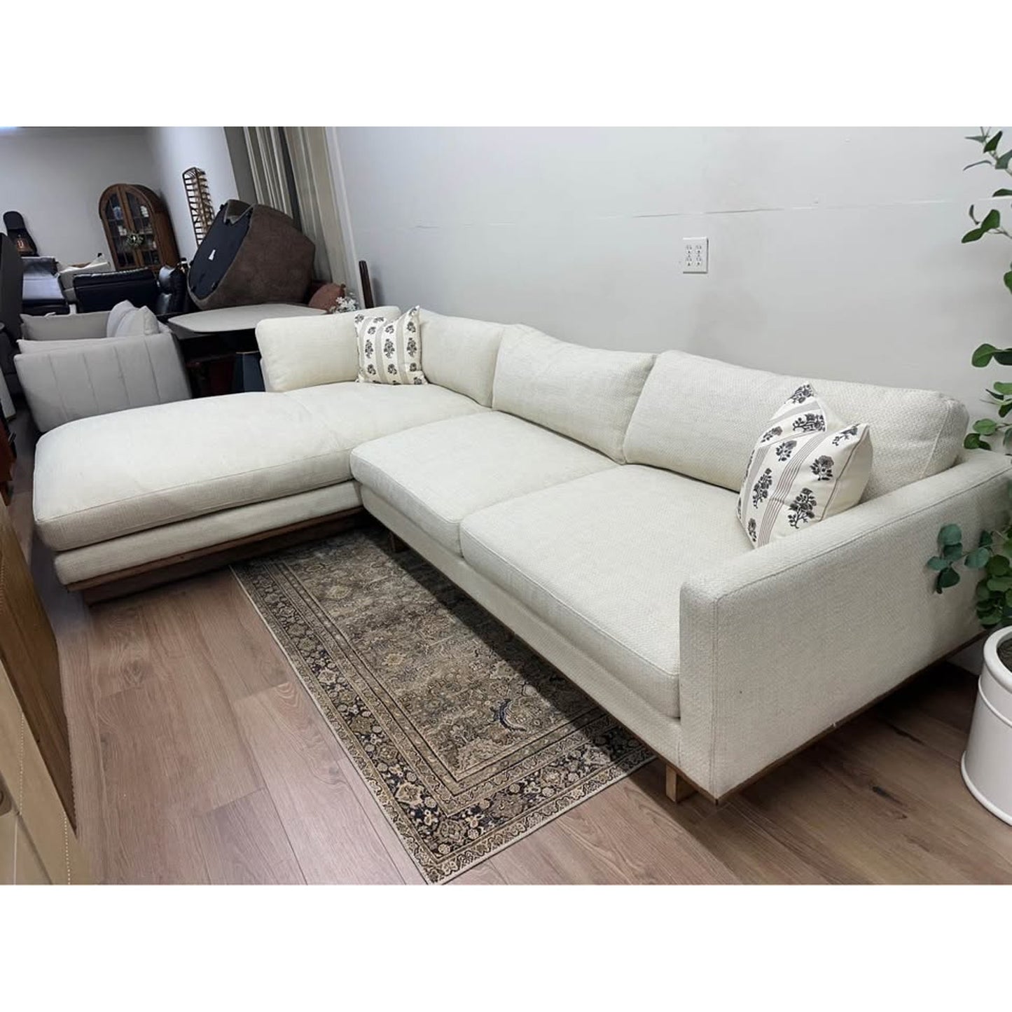 Four Hands Martisha Everly Sectional Sofa Couch Off White Wood Base Extra Wide