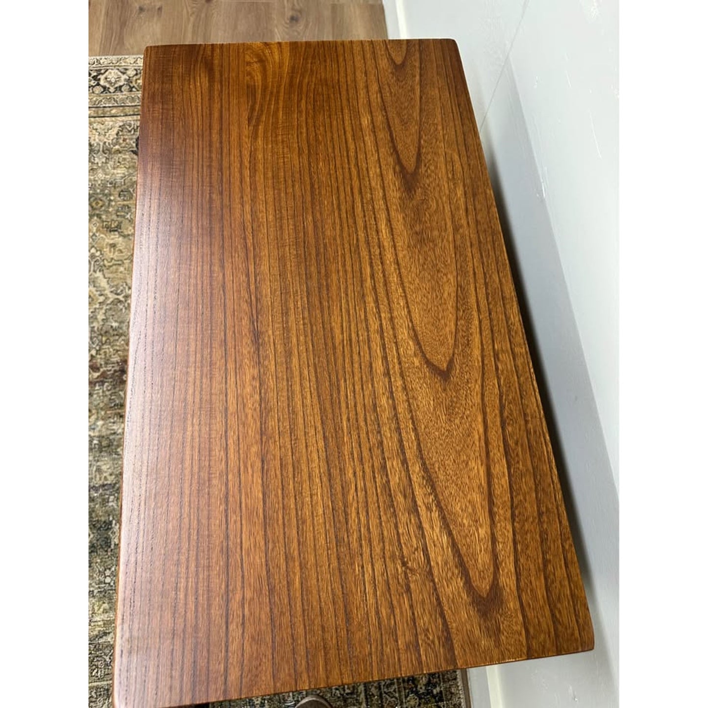 Lev 3-Drawer Nightstand End Table Brown Stained Wood Built In Outlet