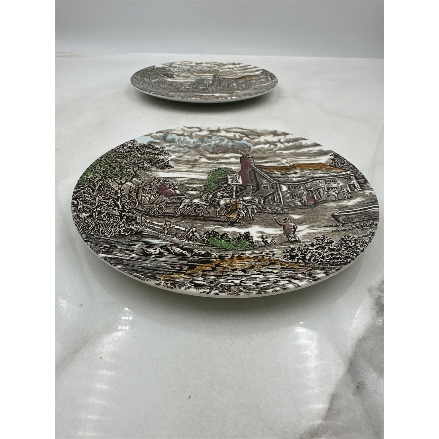 WOOD & SONS Ironstone Plate Dessert 8” The Post House English England Brown