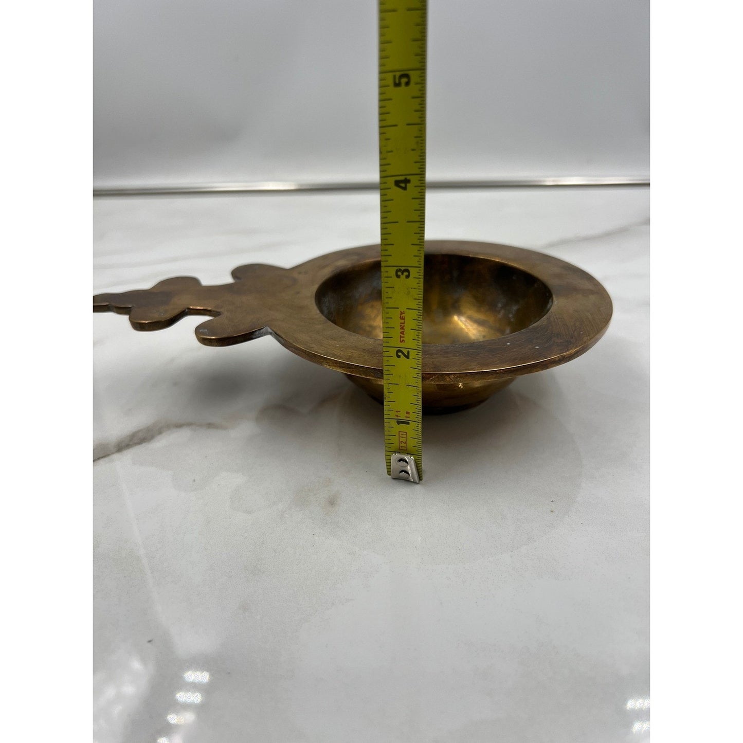 Vintage Almazan Spain Brass Bowl Ornate Handle Small Catchall Dish Ashtray