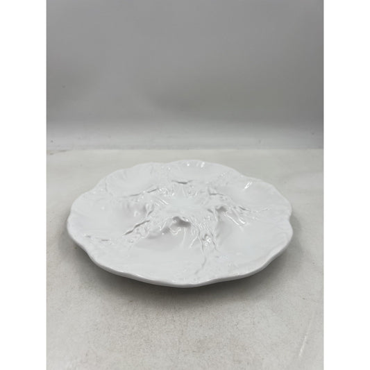 Neto & Gomes Oyster Plate White Ceramic Starfish Center 6-Well Server Portugal