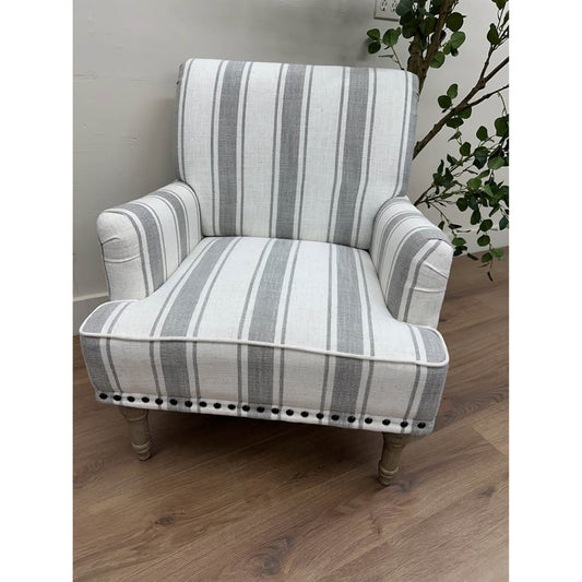Battista Armchair-GREY Striped Nail Head Trim Farmhouse New Karat Home