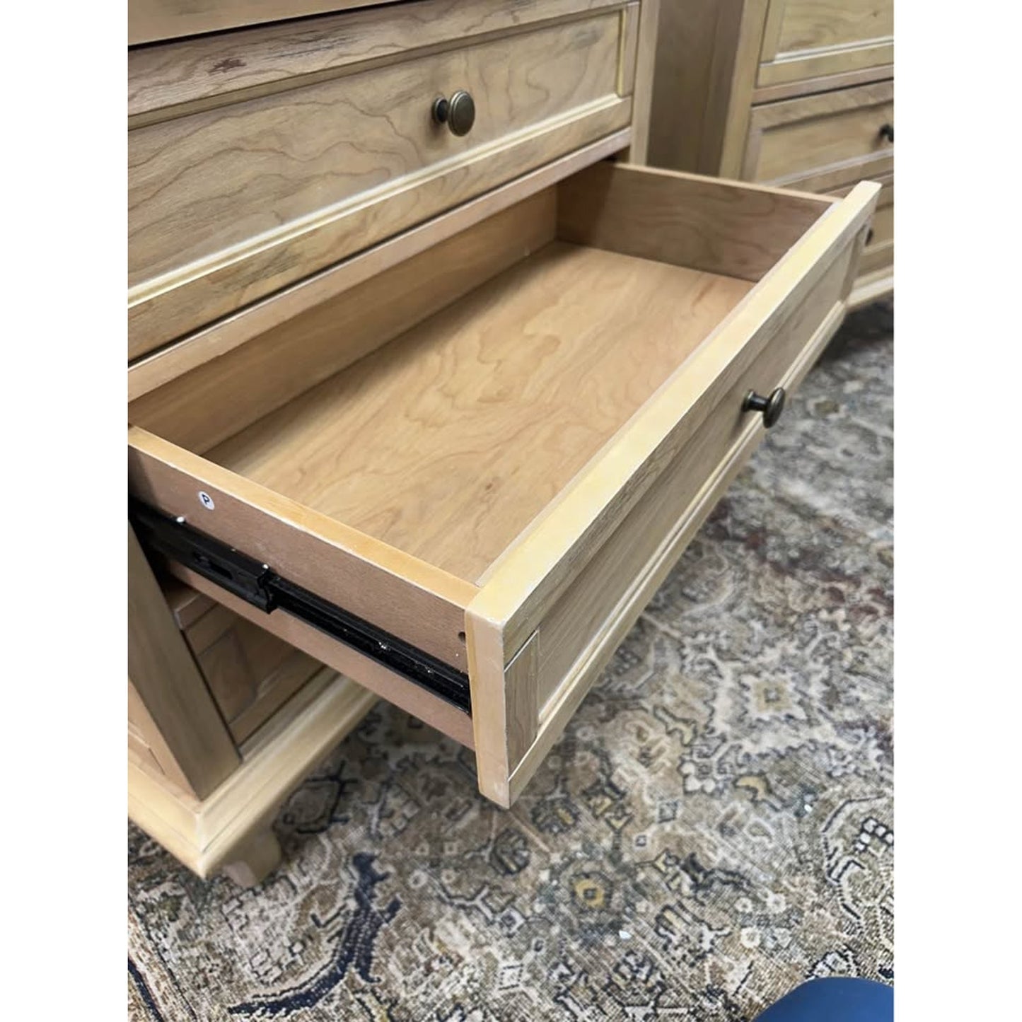 Dominic 3 Drawer Nightstands Natural Stain Built-In Outlets Wood Set of 2