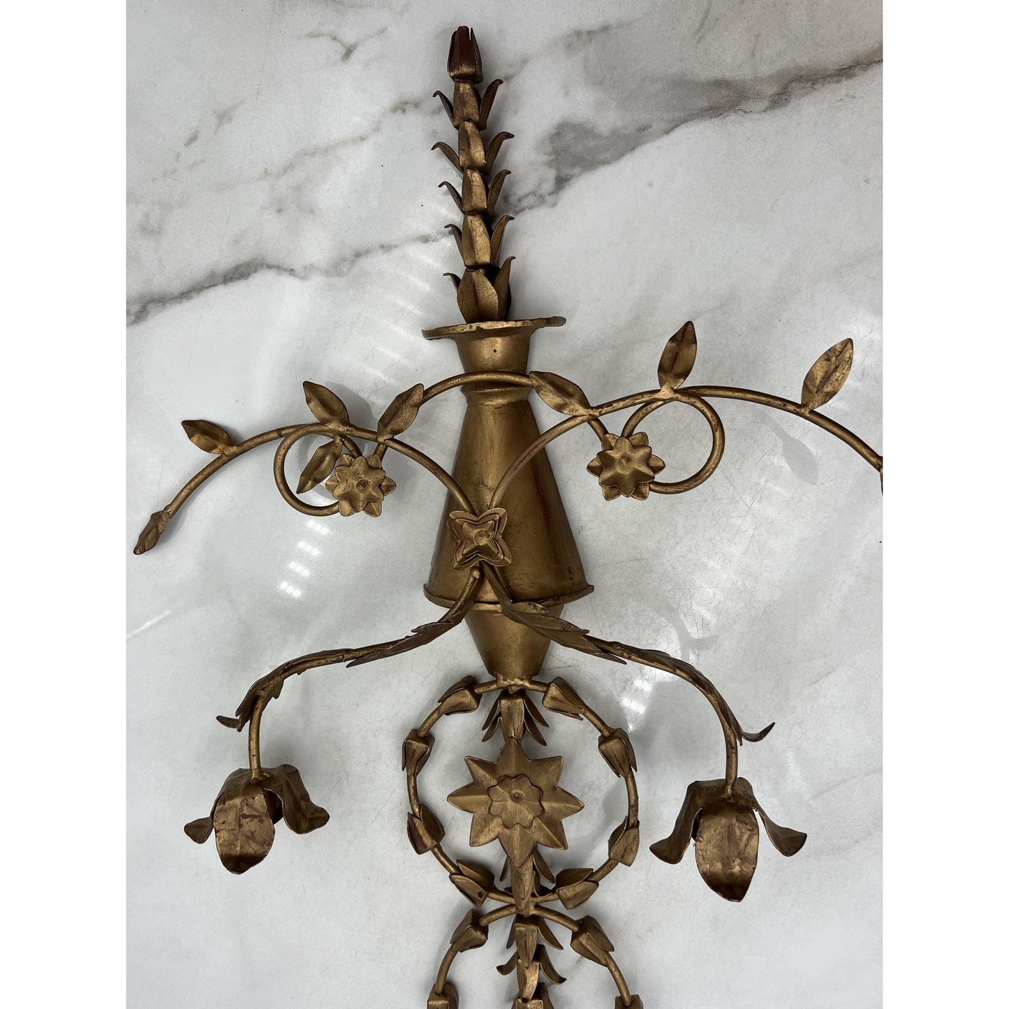 Pair of Austin Italian Tole 2-Arm Wall Candle Sconces Hollywood Regency AC0195