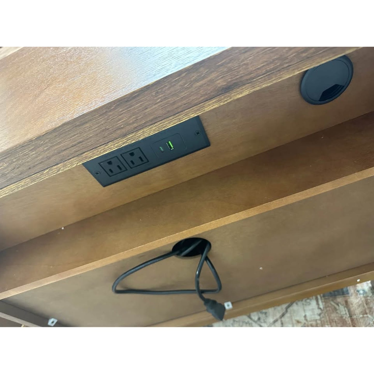 Justin 3-Drawer Wood Nightstand-WALNUT Set of 2 w Charging Station