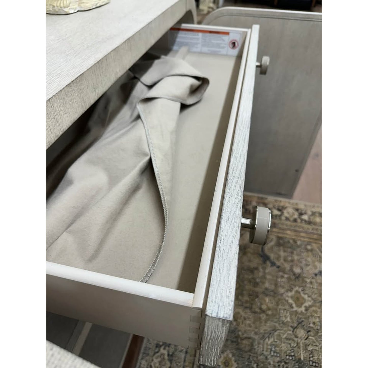 Modern Mood Buffet Console Entry Buffet Arched Waterfall Hooker Furniture Creamy Grayish Color