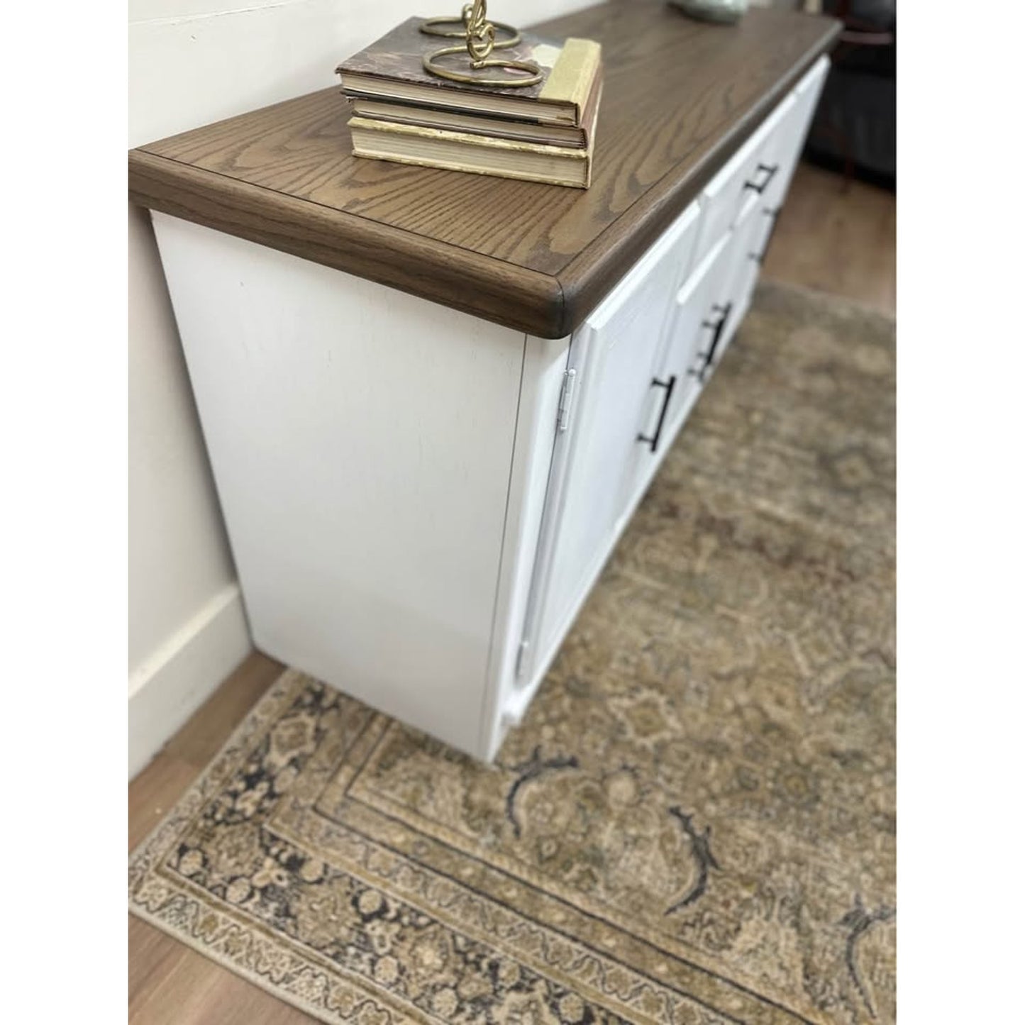 White Sideboard Buffet Cabinet with Storage Farmhouse Buffet Table w/Drawers