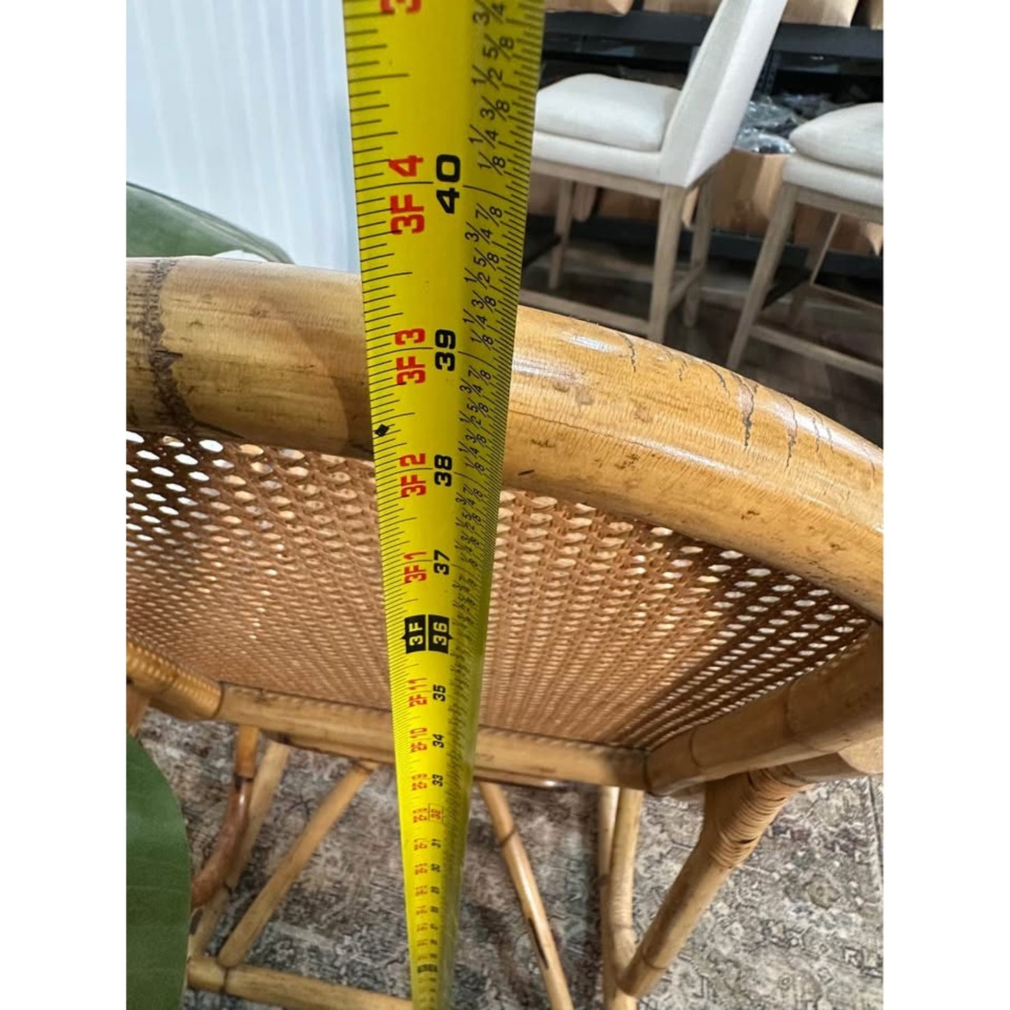 Vintage Thonet Style Large Tortoise Bamboo Bentwood Cane Rattan Rocking Arm Chair