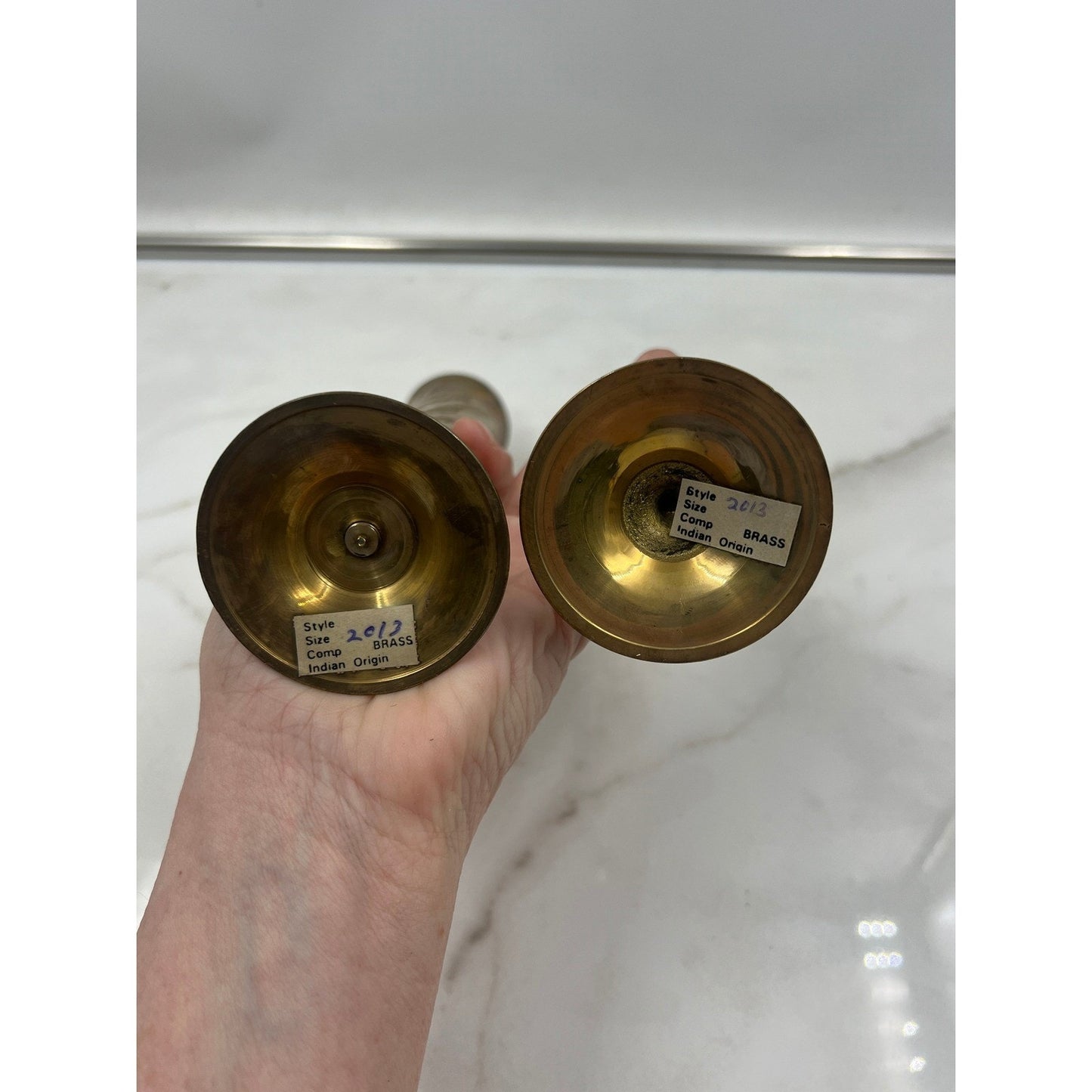 Vintage Solid Brass Spiral Twist Bud Vases Pair Made in India 8.5 Inch Gold