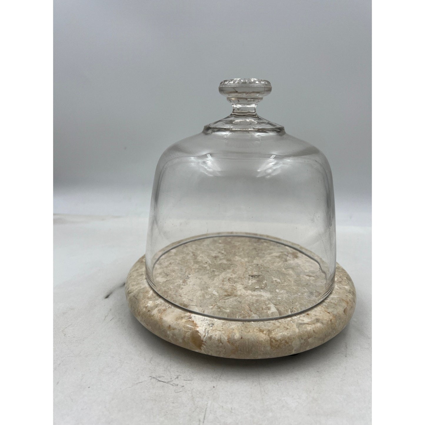 VTG Marble Base Glass Cloche Dome Cover Display Server Tray