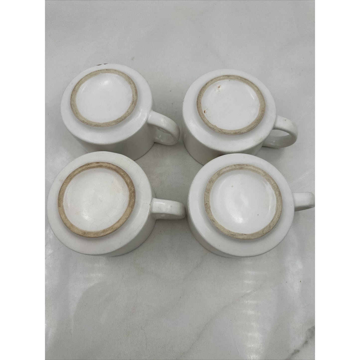 Vintage Pottery Soup Mugs Bowls Handled Mid Century Flowers Retro Lot of 4