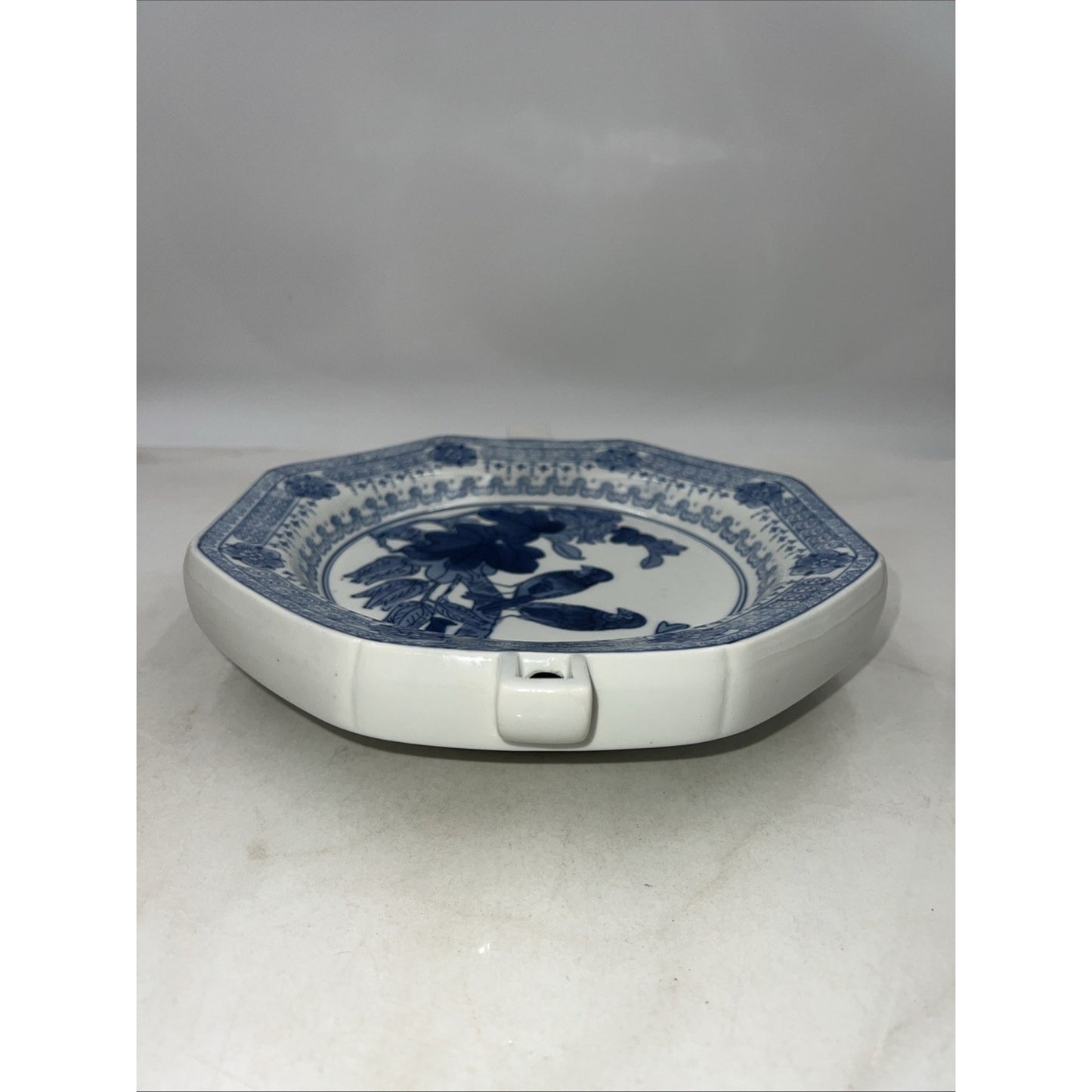 Vintage Chinese Blue & White Porcelain Warming Dish Plate Warmer Chinoissere