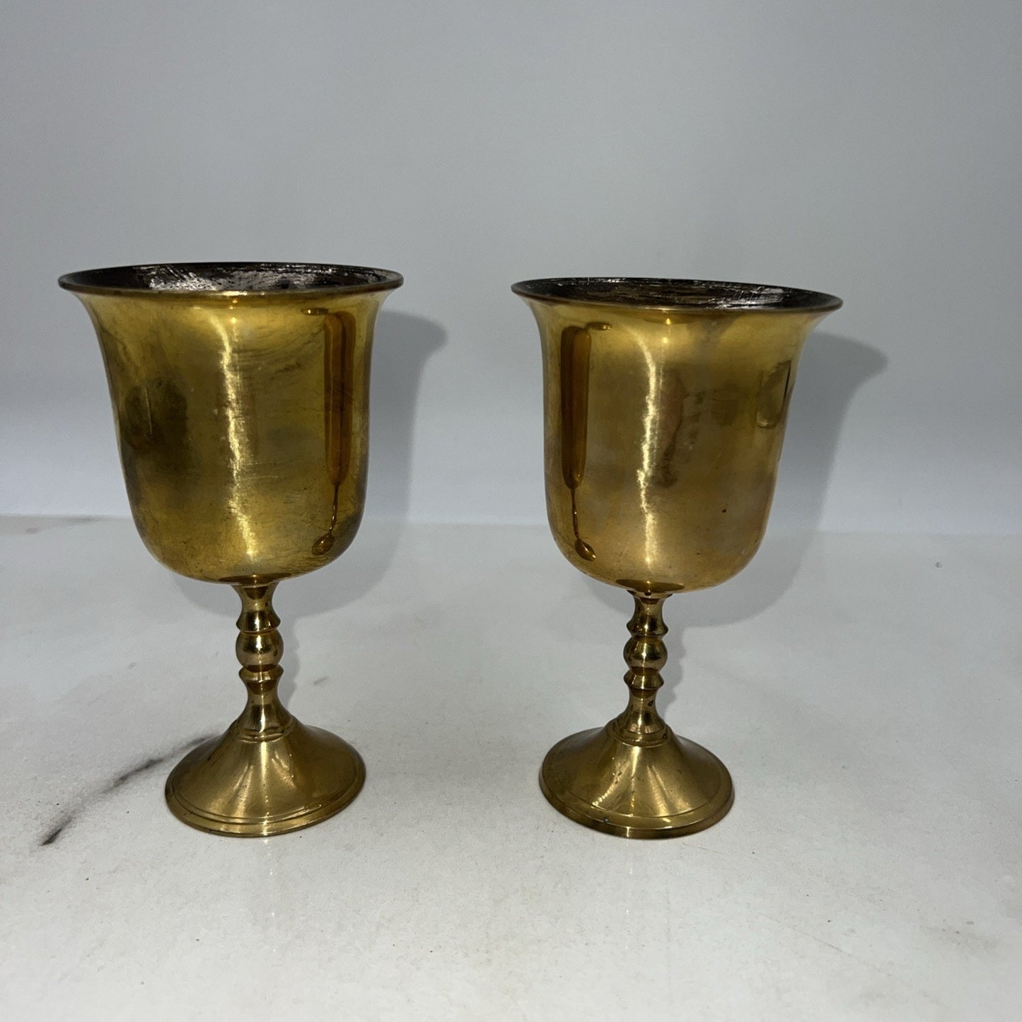 VT Brass Goblets Chalice Made in India Set of 2 5" Tall