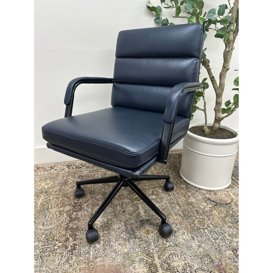 Joseph Task Chair-Navy Faux Leather Rolling Office Chair